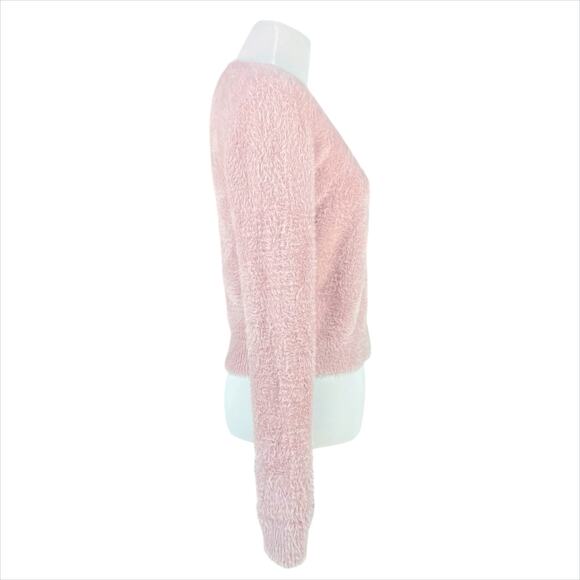 ARITZIA SUNDAY BEST Kitten Sweater in Blush Pink Sz S Furry Soft Eyelash Fringe - Picture 5 of 8